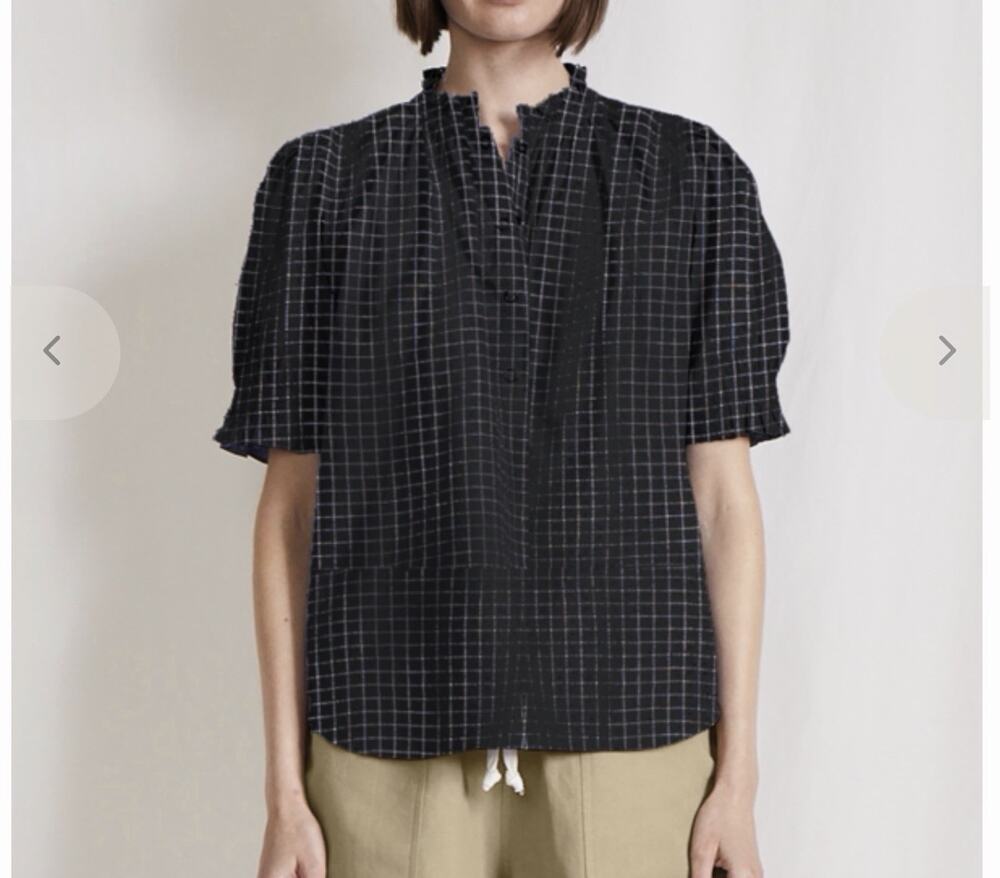 Apiece Apart Women’s Los Altos Check Organic Cotton Shirt Blouse 2X $225